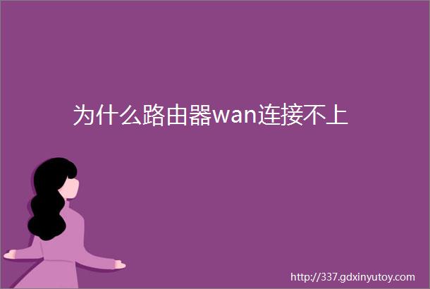 为什么路由器wan连接不上