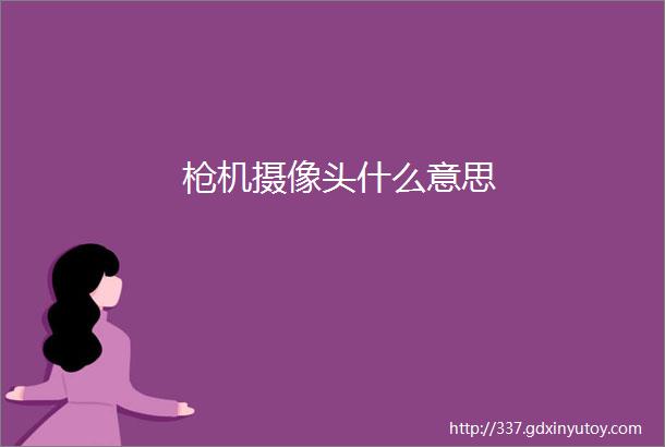 枪机摄像头什么意思